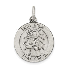 Sterling Silver Antiqued Saint Roch Medal - 2