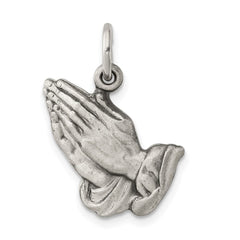 Sterling Silver Antiqued Praying Hands Charm - 3