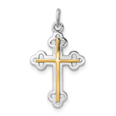 Sterling Silver Platinum-plated & 18k Gold-plated Cross Charm - 2