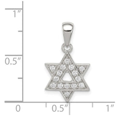Sterling Silver Rhodium-plated CZ Star of David Pendant - 3