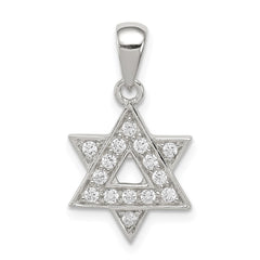 Sterling Silver Rhodium-plated CZ Star of David Pendant - 3