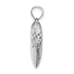 Sterling Silver Rhodium-plated Diamond-cut Puffed Heart Pendant - 2