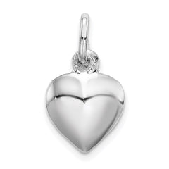 Sterling Silver Rhodium-plated Puffed Heart Charm - 6