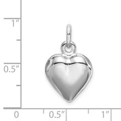 Sterling Silver Rhodium-plated Puffed Heart Charm - 4