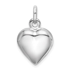 Sterling Silver Rhodium-plated Puffed Heart Charm - 4