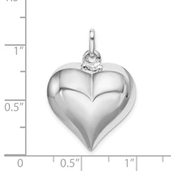 Sterling Silver Rhodium-plated Puffed Heart Pendant - 2