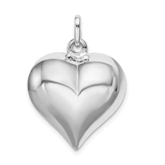 Sterling Silver Rhodium-plated Puffed Heart Pendant - 2