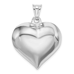 Sterling Silver Rhodium-plated Puffed Heart Pendant - 3