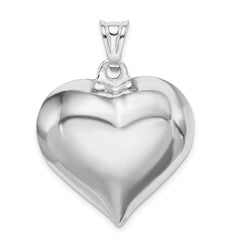 Sterling Silver Rhodium-plated Puffed Heart Pendant - 3