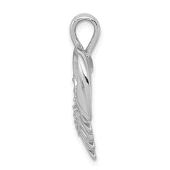 Sterling Silver Rhodium-plated CZ Heart MOM Pendant