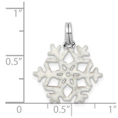 Sterling Silver Rhodium-plated Enameled Snowflake Charm