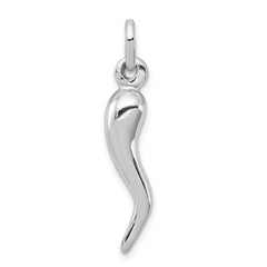 Sterling Silver Rhodium-plated Italian Horn Charm - 2