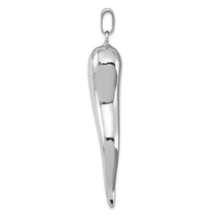 Sterling Silver Rhodium-plated Italian Horn Pendant - 3