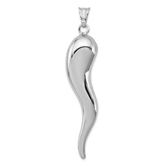 Sterling Silver Rhodium-plated Italian Horn Pendant - 3
