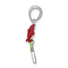 Sterling Silver Rhodium-platedEnamel Flower Charm