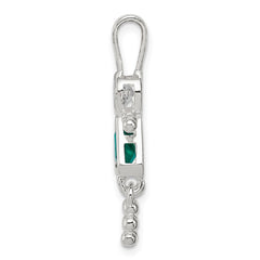 Sterling Silver Rhodium-plated CZ & May Glass Girl Pendant