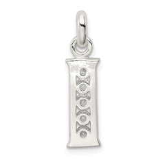 Sterling Silver White CZ Letter I Initial Pendant