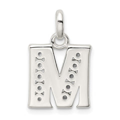 Sterling Silver White CZ Letter M Initial Pendant