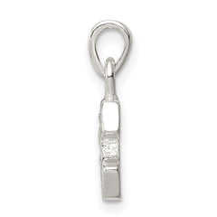 Sterling Silver CZ Letter E Initial Pendant - 2