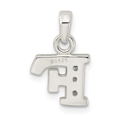 Sterling Silver CZ Letter F Initial Pendant - 2