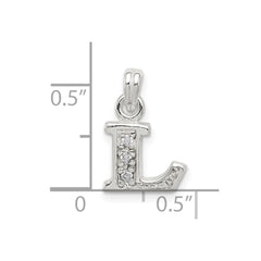 Sterling Silver CZ Letter L Initial Pendant - 2