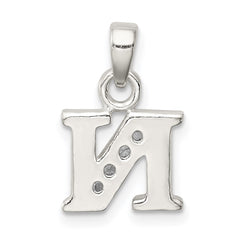 Sterling Silver CZ Letter N Initial Pendant - 2