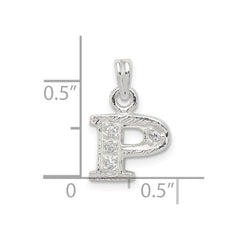 Sterling Silver CZ Letter P Initial Pendant - 2