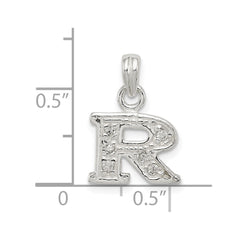 Sterling Silver CZ Letter R Initial Pendant - 2