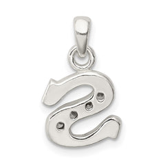 Sterling Silver CZ Letter S Initial Pendant - 2