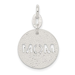 Sterling Silver Polished Circle Mom Charm