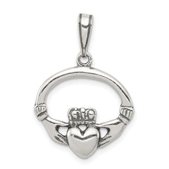 Sterling Silver Antiqued Claddagh Pendant - 3