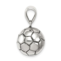 Sterling Silver Antiqued Soccer Ball Pendant - 2