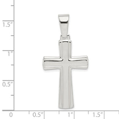 Sterling Silver Polished Cross Pendant - 34