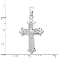 Sterling Silver Polished and Textured Cross Pendant - 3