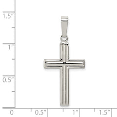 Sterling Silver Polished Cross Pendant - 16