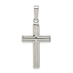 Sterling Silver Polished Cross Pendant - 16