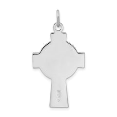 Sterling Silver Platinum-plated Polished Epoxy Irish Cross Pendant