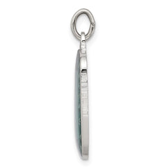 Sterling Silver Teal Enamel Square St. Christopher Medal Pendant