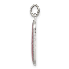Sterling Silver Pink Enamel Square St. Christopher Medal Pendant