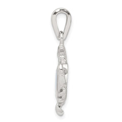 Sterling Silver Rhodium-plated Blue Inlay Created Opal Crab Pendant