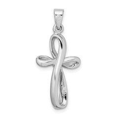 Sterling Silver Rhodium-plated Polished Cross Pendant - 4