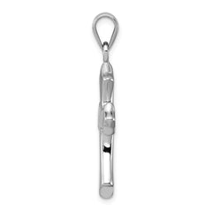 Sterling Silver Rhodium-plated Polished Cross Pendant - 5