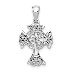 Sterling Silver Rhodium-plated Polished Celtic Cross Pendant - 2