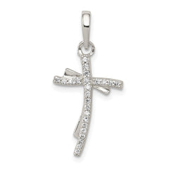 Sterling Silver Polished CZ Cross Pendant - 4