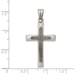 Sterling Silver Antiqued, Polished and Brushed Latin Cross Pendant