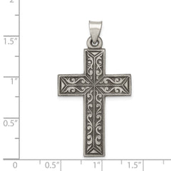 Sterling Silver Antiqued, Polished and Brushed Latin Cross Pendant - 2