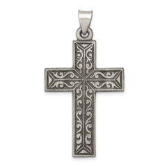 Sterling Silver Antiqued, Polished and Brushed Latin Cross Pendant - 2