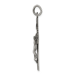 Sterling Silver Antiqued, Textured and Polished INRI Crucifix Pendant