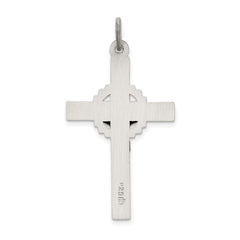 Sterling Silver Antiqued, Textured and Polished INRI Crucifix Pendant
