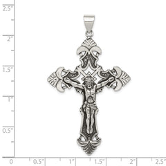 Sterling Silver Antiqued Crucifix Pendant - 7